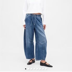 GAP Wide-Leg Drawstring Jeans in Medium Blue